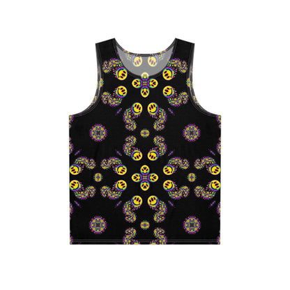 Product photo of the Alien Smiles Lattice men's tank top showing the full print.