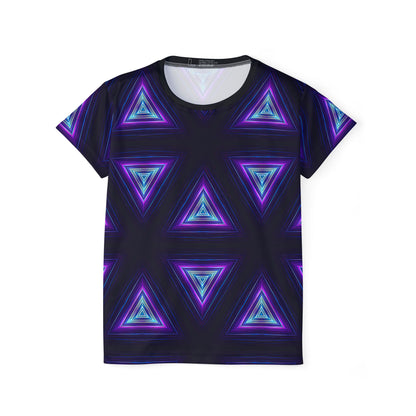 Front view of the Dark Prism sport tee, showing the all-over print design.