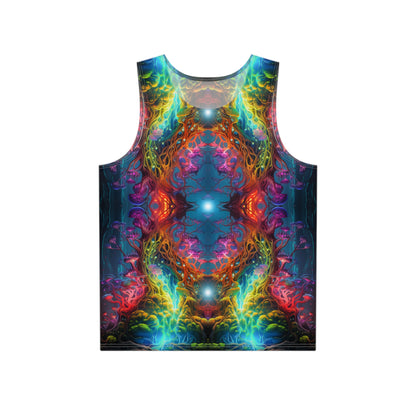 Front view of The Elixir V2 men's tank top, full all-over print visible.