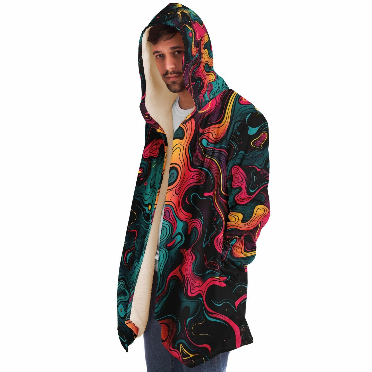 "Neon Oil" HOODED CLOAK