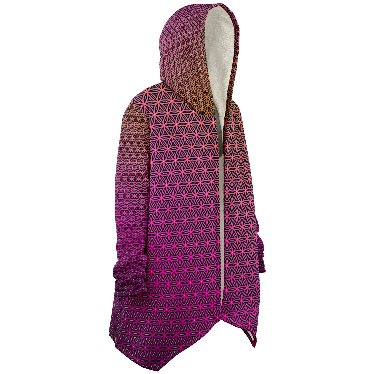 "Pink Flower of Life Pattern" HOODED CLOAK