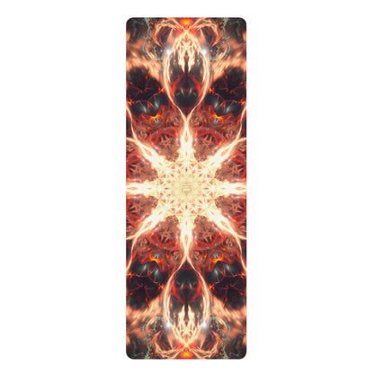 Muladhara yoga mat design detail on the rubber backed mat.