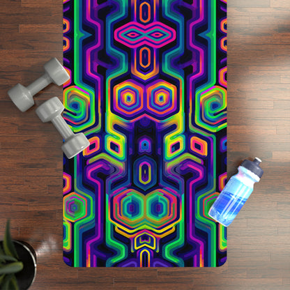 Close-up of the Tripnotist Flip yoga mat's microfiber suede top texture and print detail.