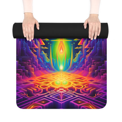 Corner of a Maze of Life yoga mat showing the anti-slip rubber bottom.