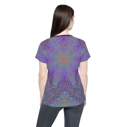 Folded Chaos of Tron women's sport tee showing the fabric texture.