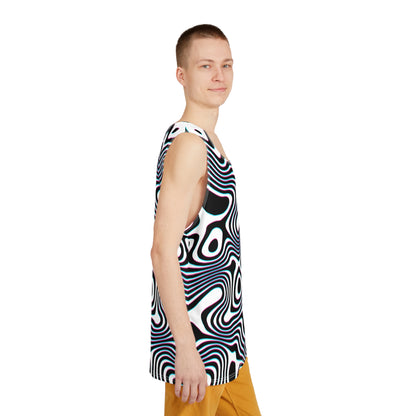 White Wild Cat tank top folded, showing the psychedelic print pattern.