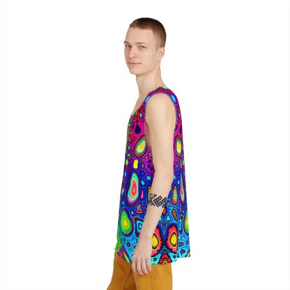 Full view of the Psycho Leopard print men's tank top
