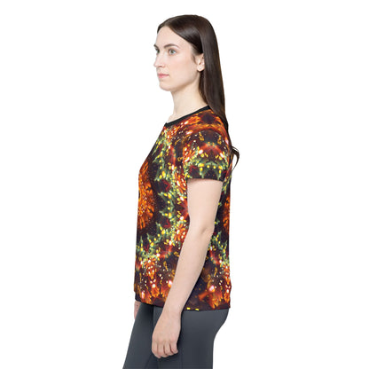 Angled product photo of the Autumn Bloom women's sport tee
