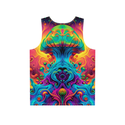 Fruits of the Void men's tank top shown from the back.