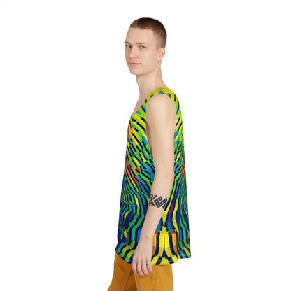 Side view of the Digiprint tank top, showing the print along the seam.