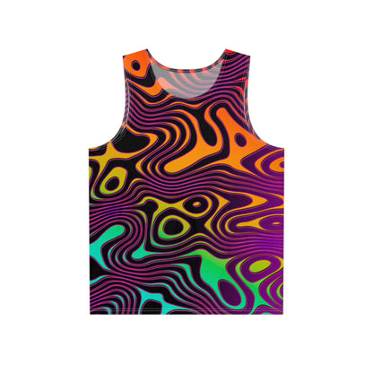 Wild Cat tank top laid flat, showing the full all-over print design.