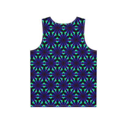 Angled view of the 'Knight Gate' pattern on a men's tank top
