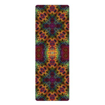 Underside view of the Lysergic Burst yoga mat showing the natural rubber non-slip backing.