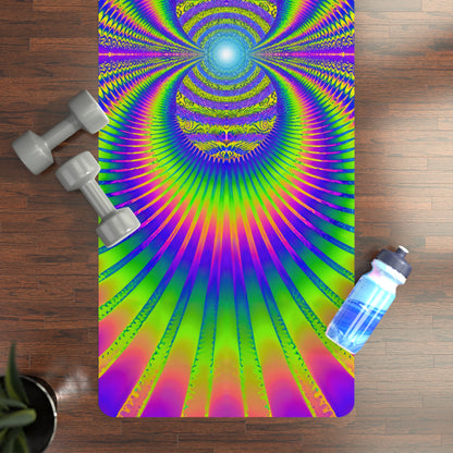 Close-up of the Blast Off print detail on the yoga mat surface