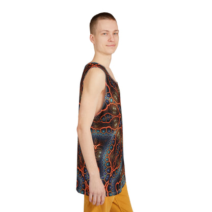 The Starry Night men's tank top photographed from above on a flat surface.