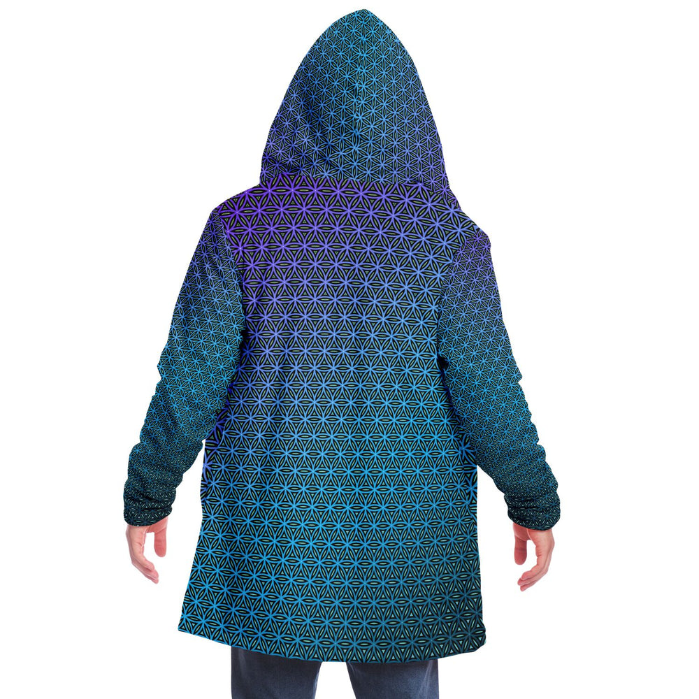 "Blue Flower of Life Pattern" HOODED CLOAK