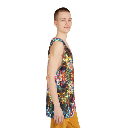 Flat lay of the Kaleidobloom men's tank top.