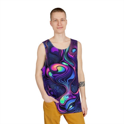 Back view of the Nooooot A Microdose men's tank top showing the all-over design.