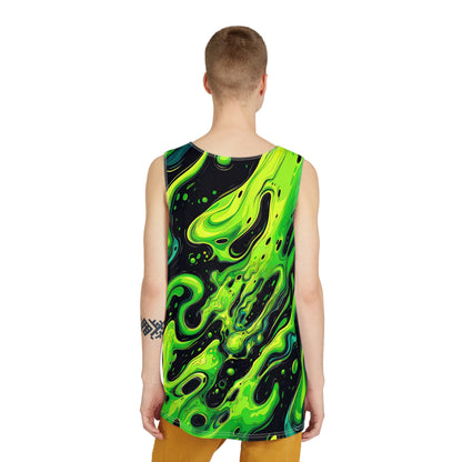 Corner detail of the Slimer men's tank top print.