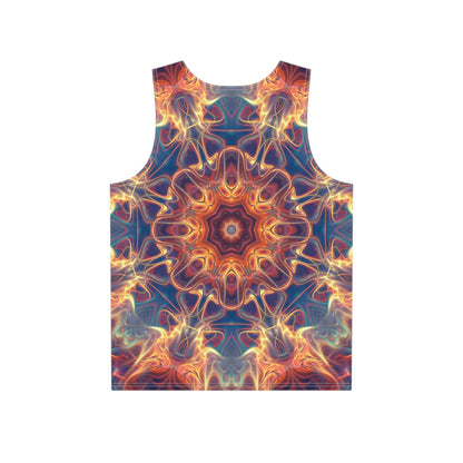 Close-up of the Aquatic Rays print detail on the men's tank top fabric.