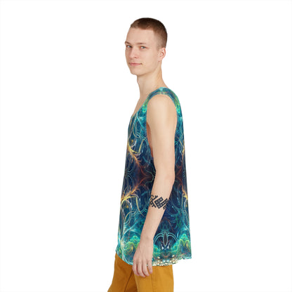 Folded men's tank top showing the 'Blossom Flip' design.