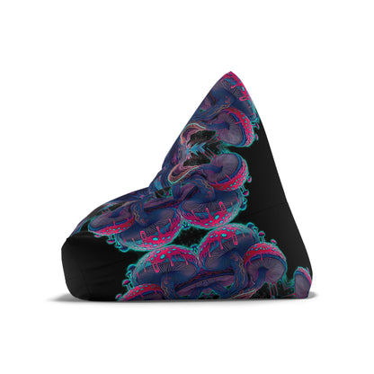 Mushroom Tree Mandala bean bag chair cover viewed from above.