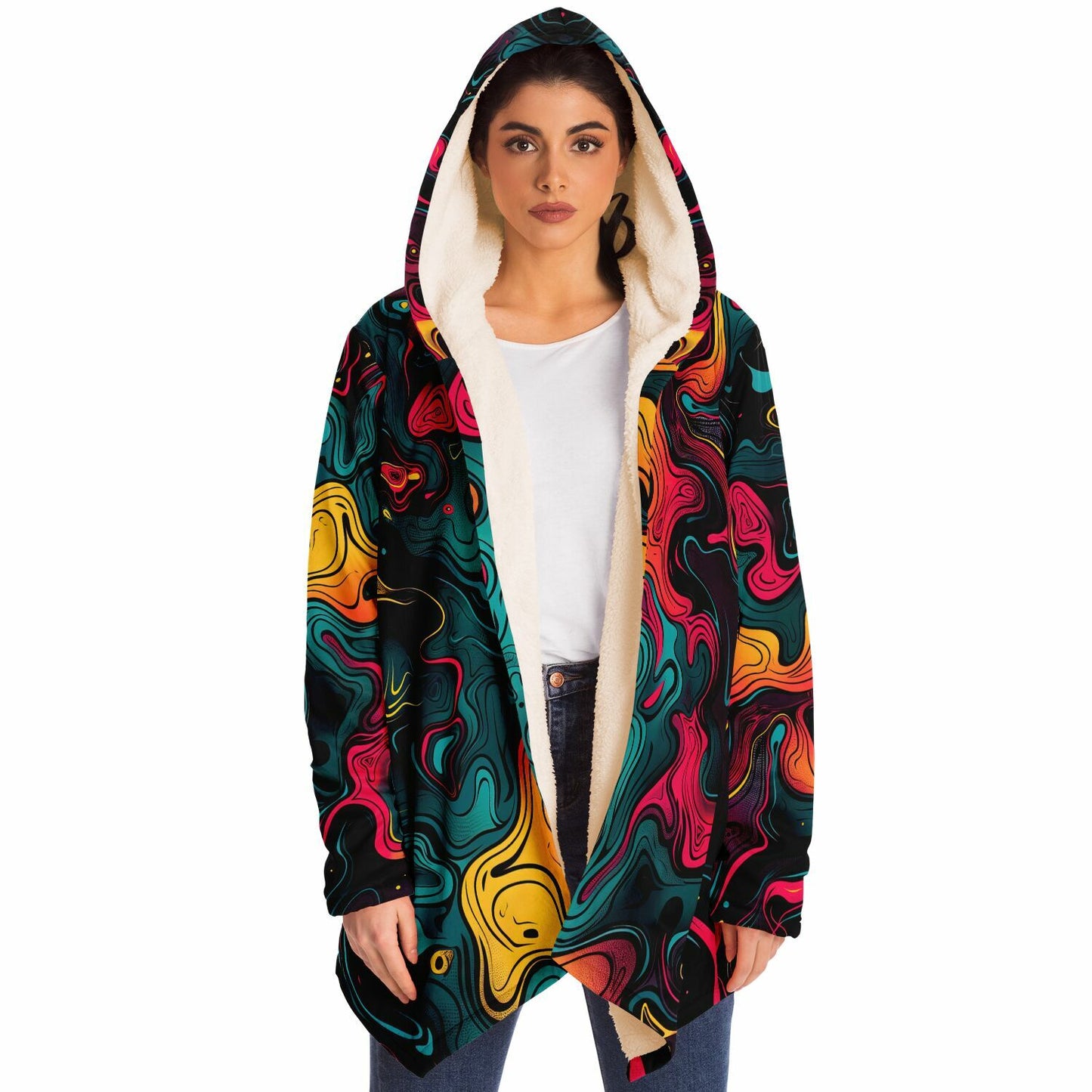 "Neon Oil" HOODED CLOAK