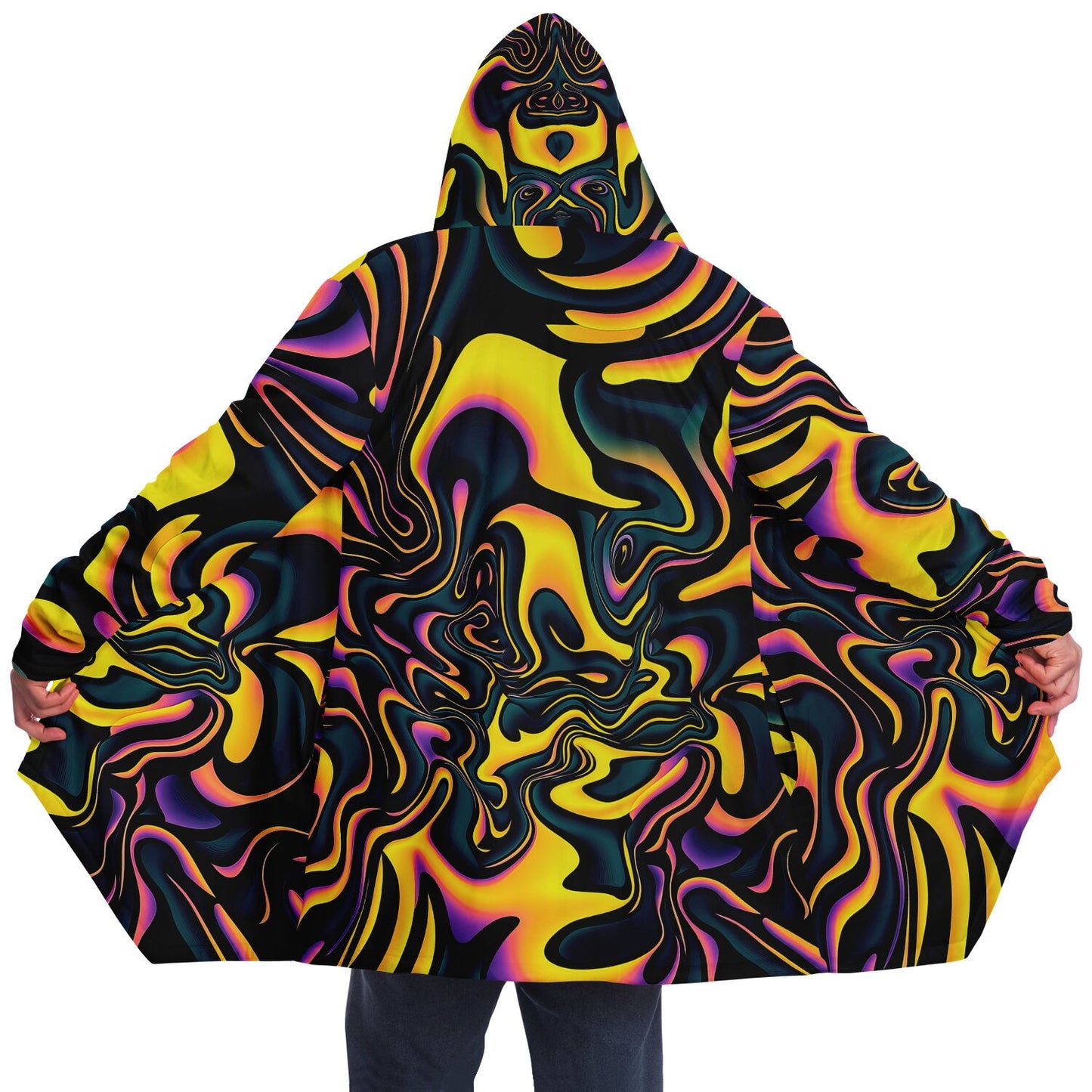 "Pink Plus Black Equals Yellow" HOODED CLOAK