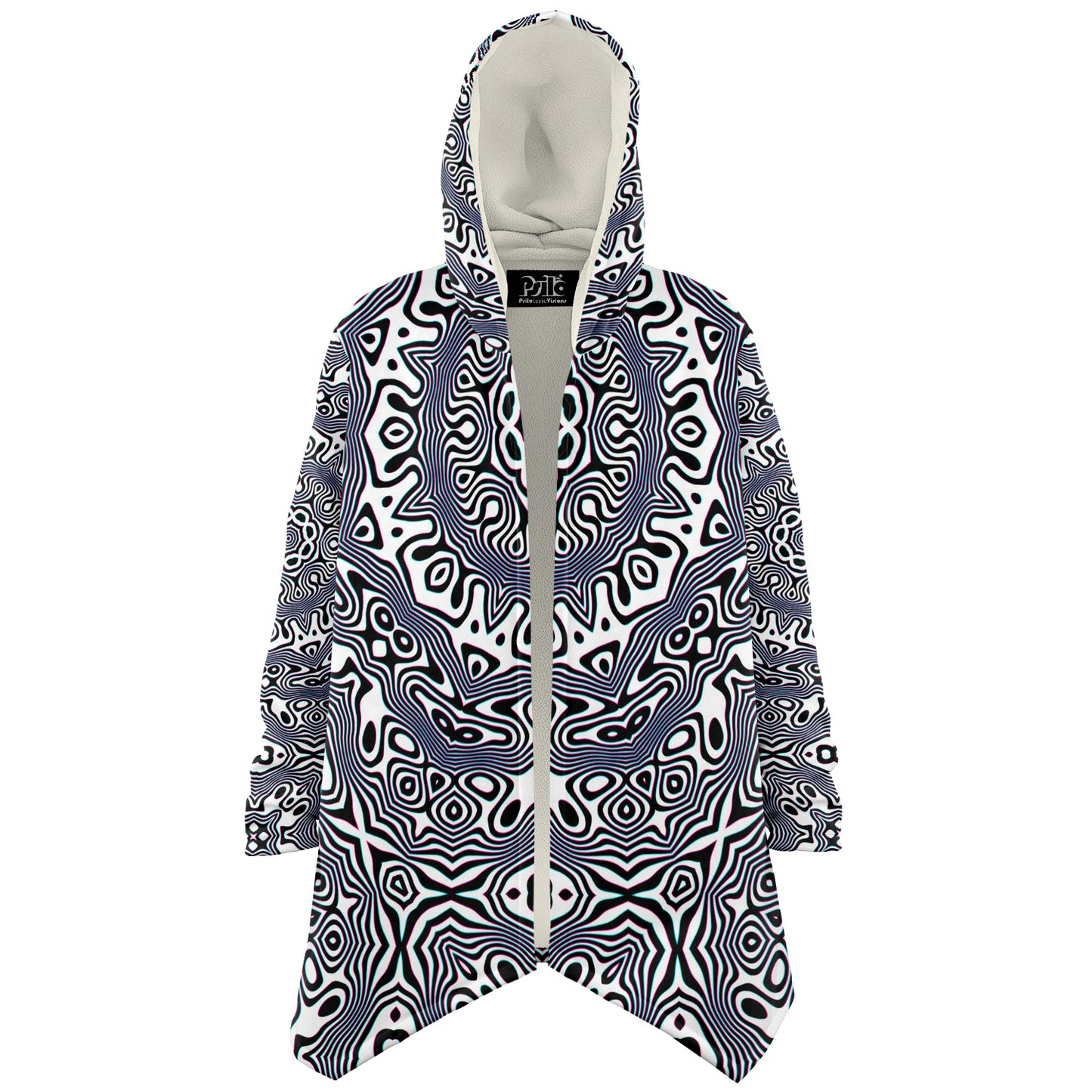"Wild Cat Mandala (White)" HOODED CLOAK
