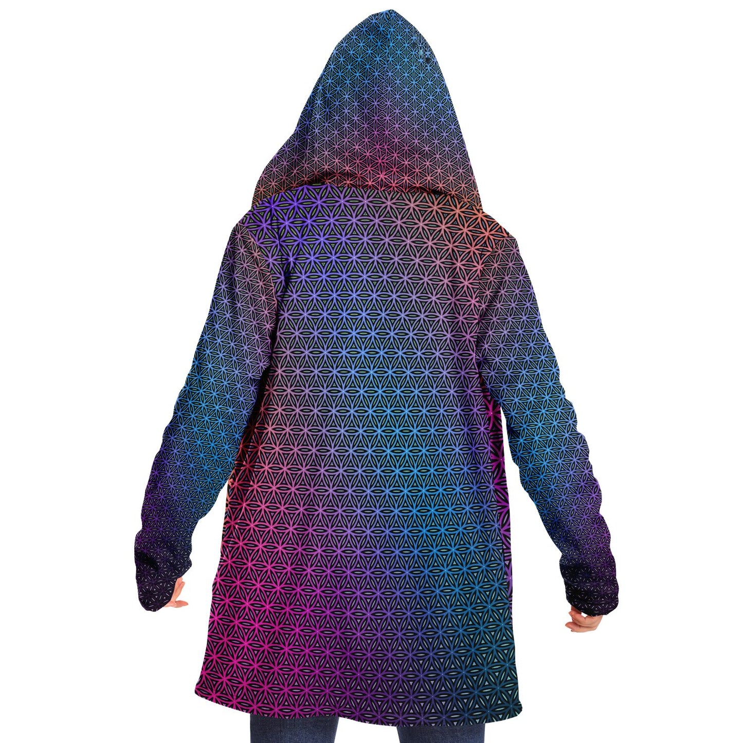 "Rainbow Flower of Life Pattern" HOODED CLOAK