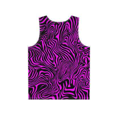 Close-up of the Pink Zebra artwork on tank top fabric
