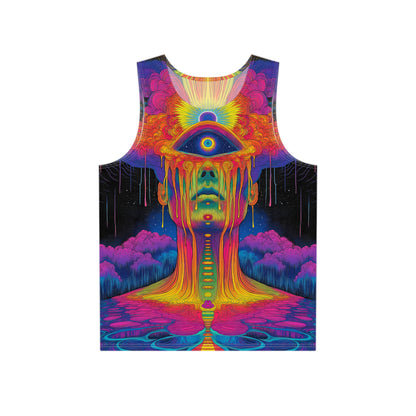 Flat lay of the See The Truth men's tank top showing the print.