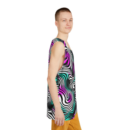 Side view of the 'Can't Catch This' men's tank top laid flat, showing the seam and armhole trim.