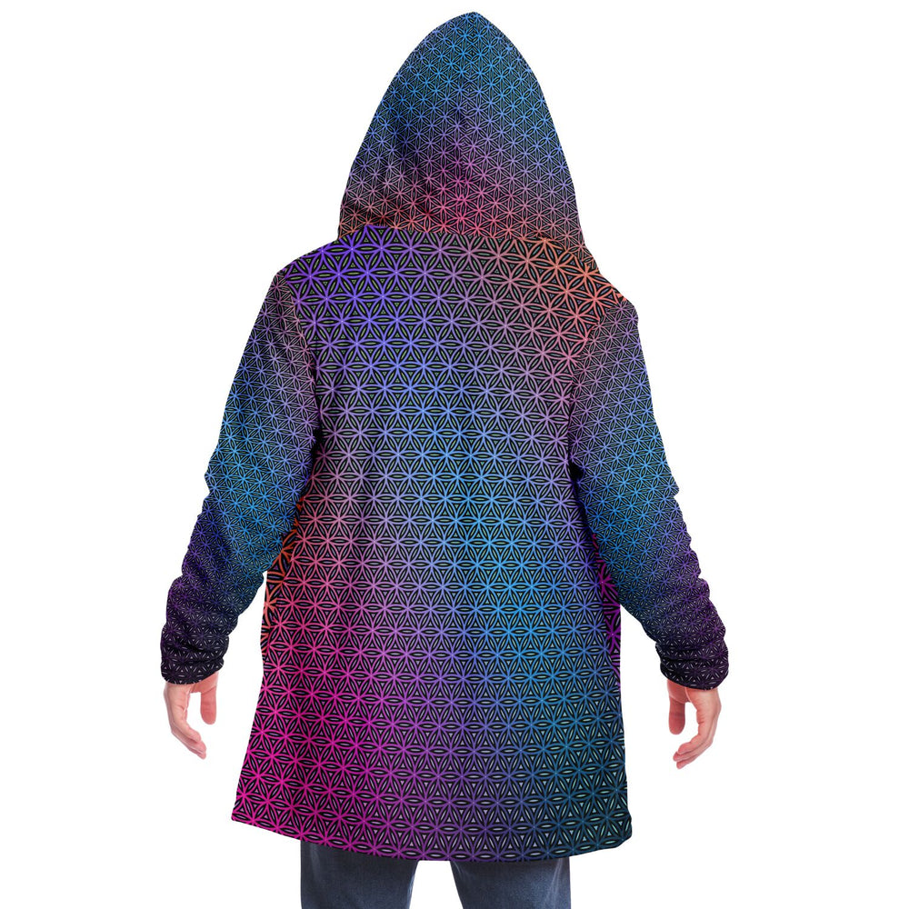 "Rainbow Flower of Life Pattern" HOODED CLOAK