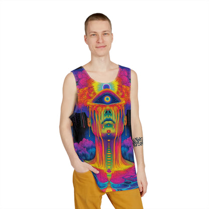 Angled view of the See The Truth men's tank top design.