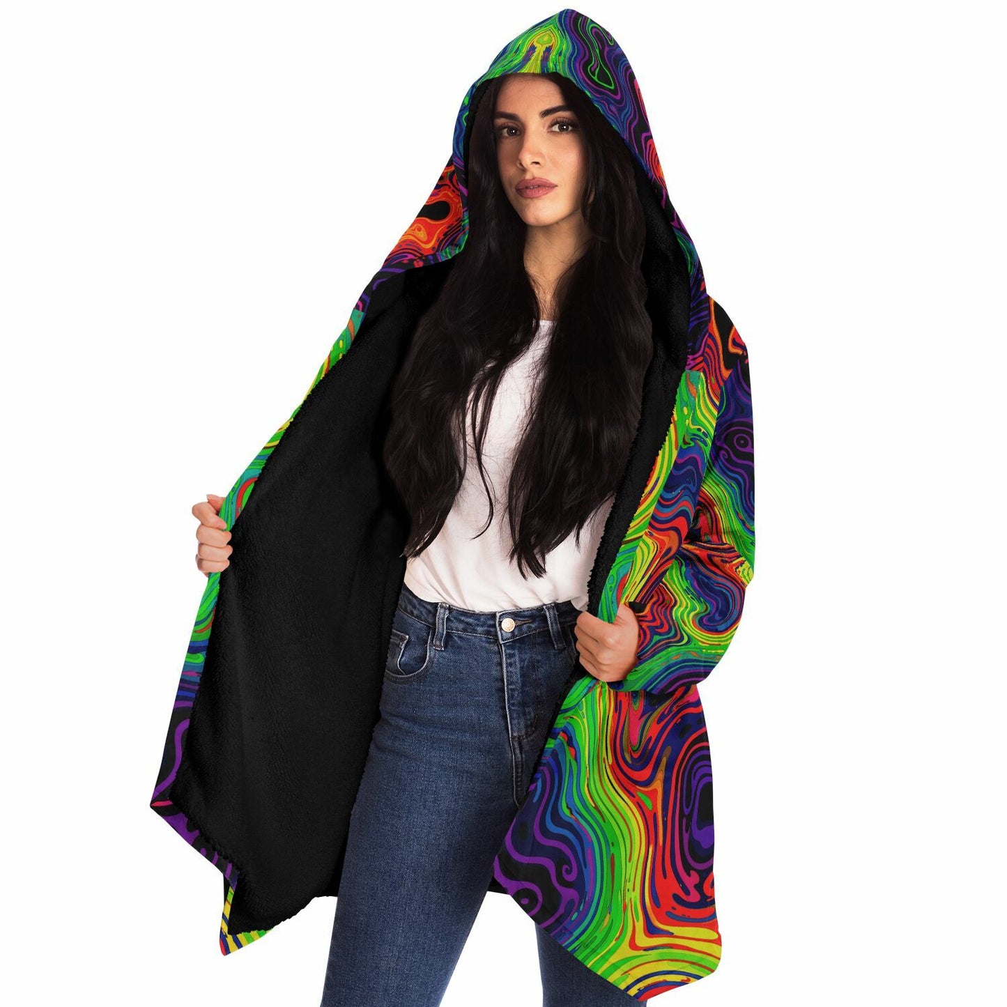 "Neon Spill" HOODED CLOAK