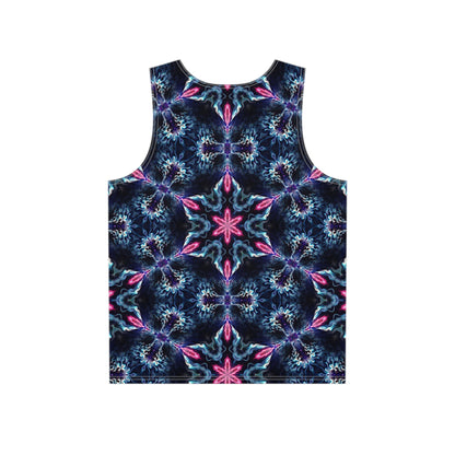 Close-up of the Sentinel Star print on the men's tank top fabric.