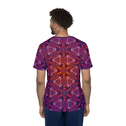The "Forged In Neon" men's sport tee photographed from above on a flat surface.