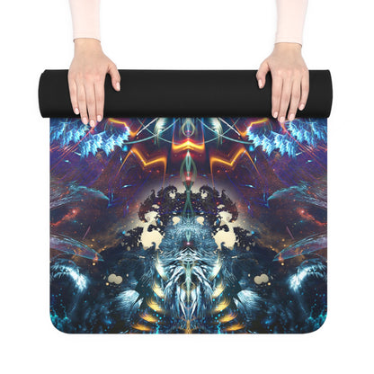 Close-up detail of the Soul Seeker print on a rubber-backed yoga mat.