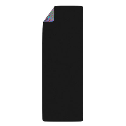 Front view of a rubber yoga mat featuring the Chaos of Tron neon star design.