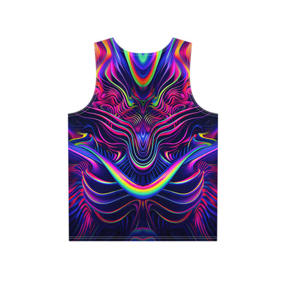 Back view of The Neon Effect men's tank top, print continuing across the fabric.