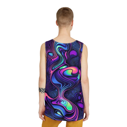 Angled view of the Nooooot A Microdose men's tank top on a plain background.