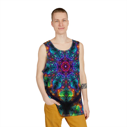 Back view of the Fungus Amongus Mandala men's tank top design.