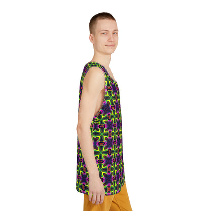 Corner detail of the 'Impermia' design on a men's tank top