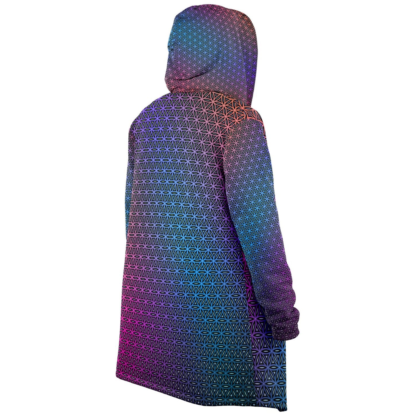 "Rainbow Flower of Life Pattern" HOODED CLOAK