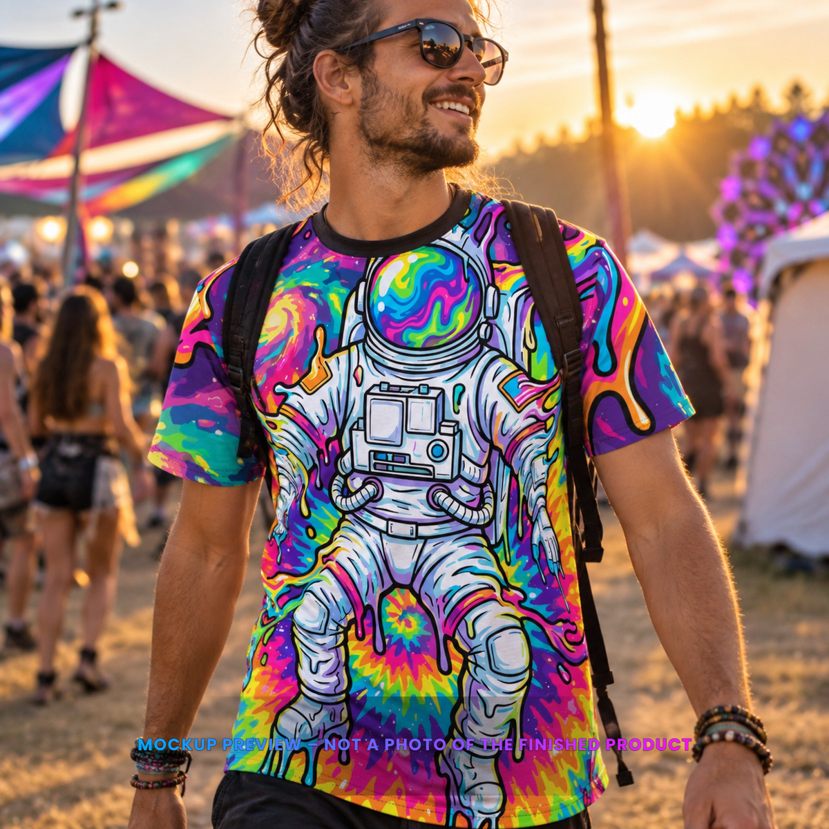 Astro Burst unisex premium tee: mockup preview, not a photo of the finished product