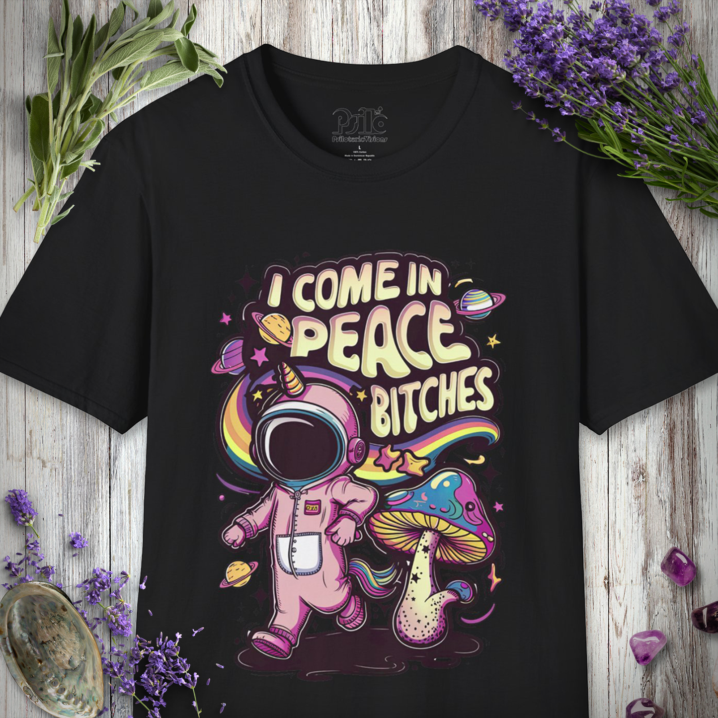 "I Come In Peace Bitches" Unisex SOFTSTYLE T-SHIRT