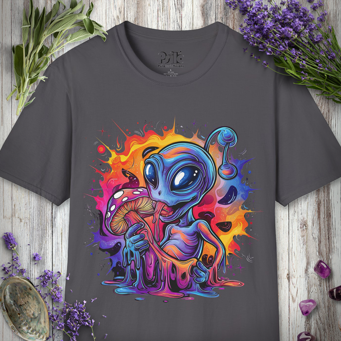 "Trippy Alien Eating Mushroom" Unisex SOFTSTYLE T-SHIRT