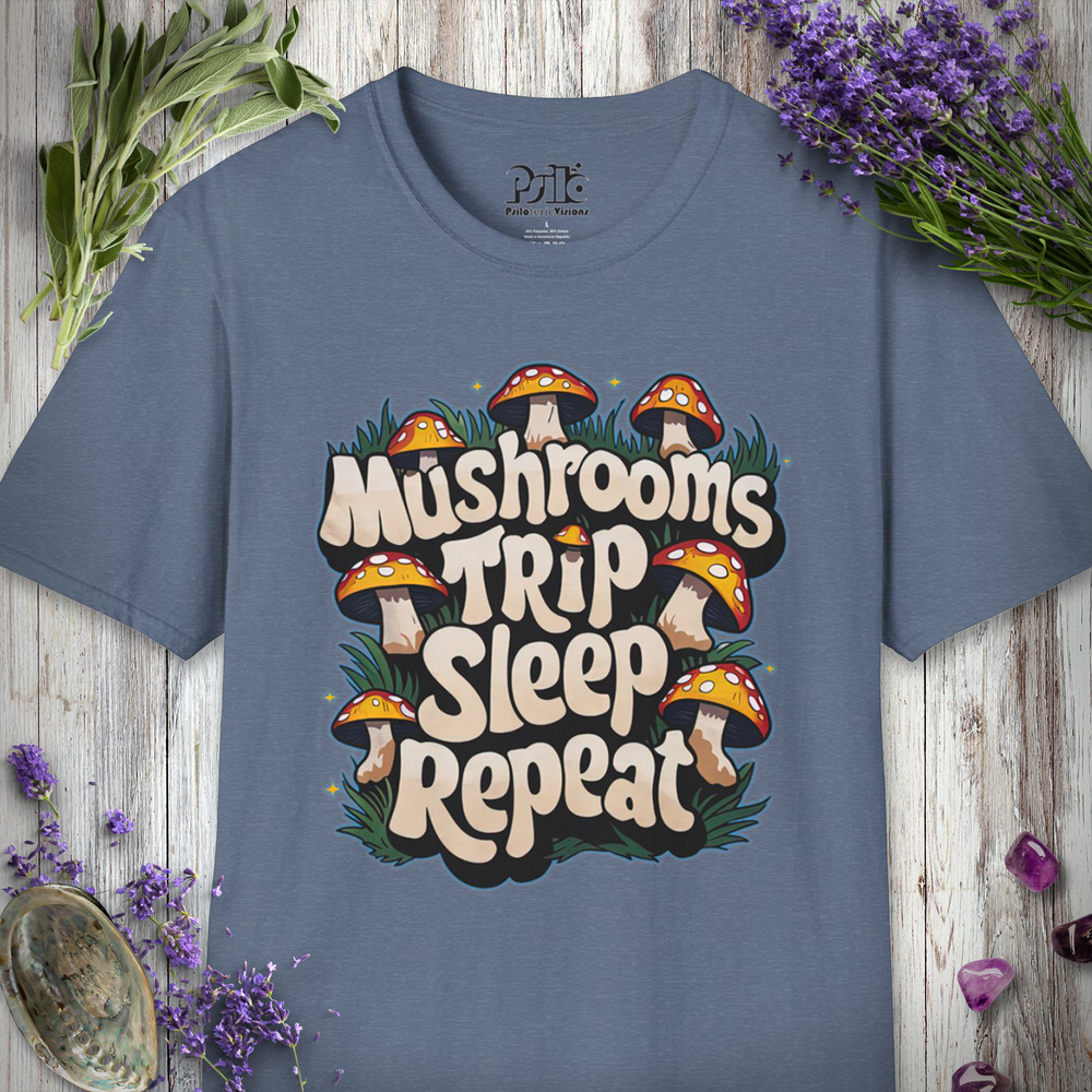 Mushrooms Trip Sleep Repeat T-SHIRT