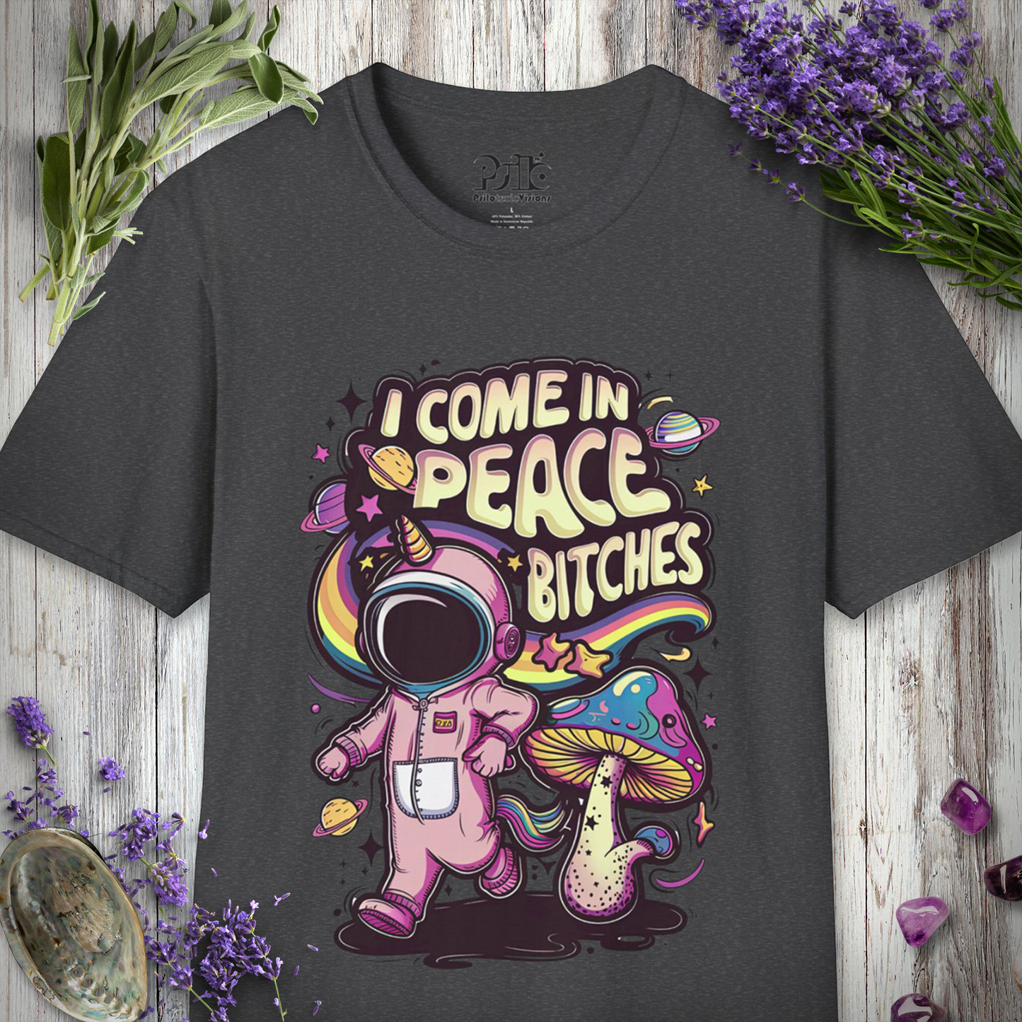 "I Come In Peace Bitches" Unisex SOFTSTYLE T-SHIRT